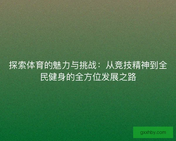 探索体育的魅力与挑战：从竞技精神到全民健身的全方位发展之路