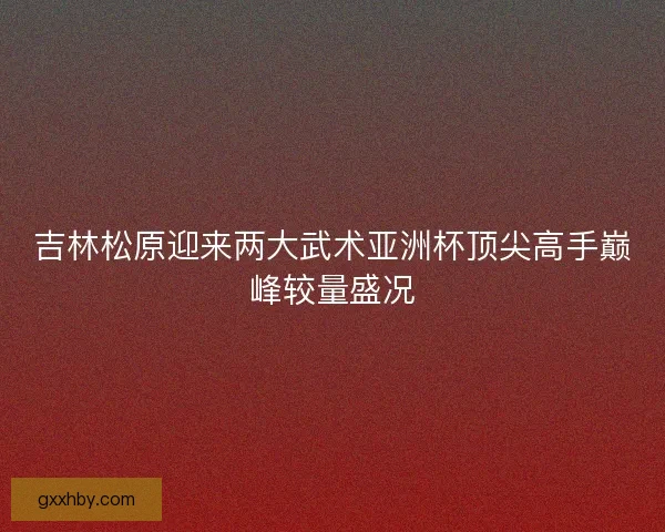 吉林松原迎来两大武术亚洲杯顶尖高手巅峰较量盛况